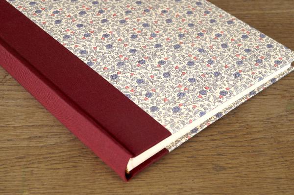 Romantic photo album "Sissi", burgundy, blue flowers, handmade album